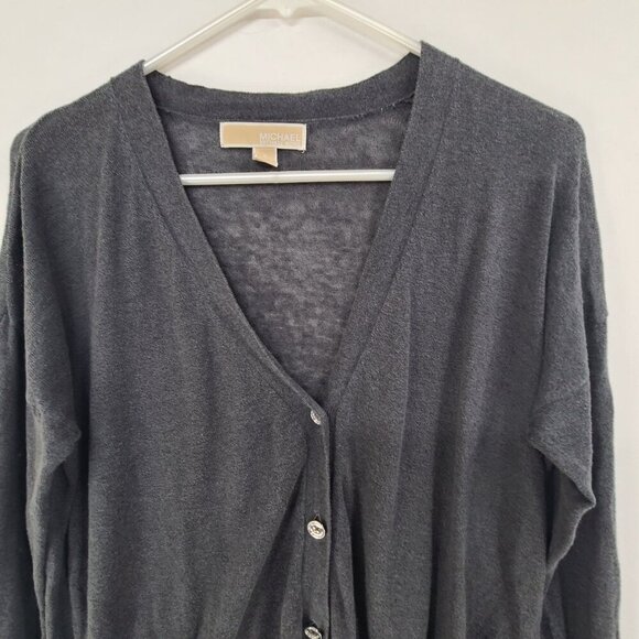 Michael Michael Kors Women's  Knit Linen blend Button Up Cardigan Gray Size S - Picture 3 of 8
